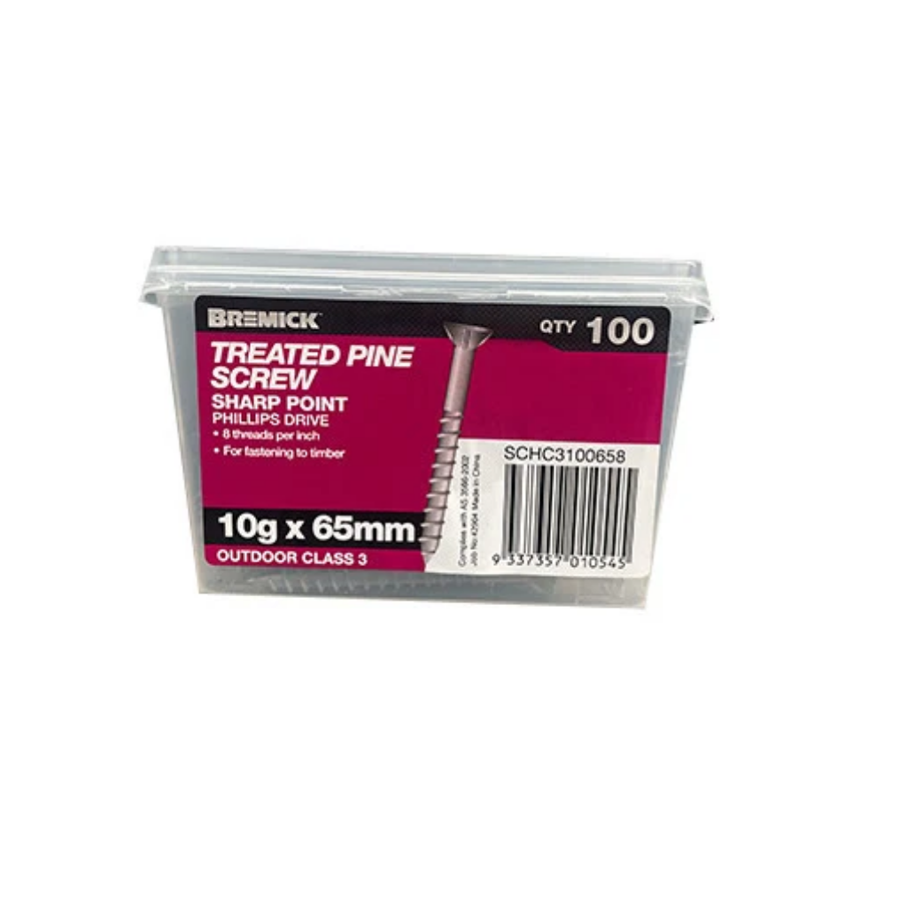 Bremick Galvanised Treated Pine Screws - Pack of 500 10G
