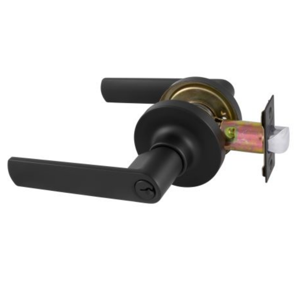 Gainsborough TradePro Round Rose Bela Entrance Key in Lever Set in Matte Black