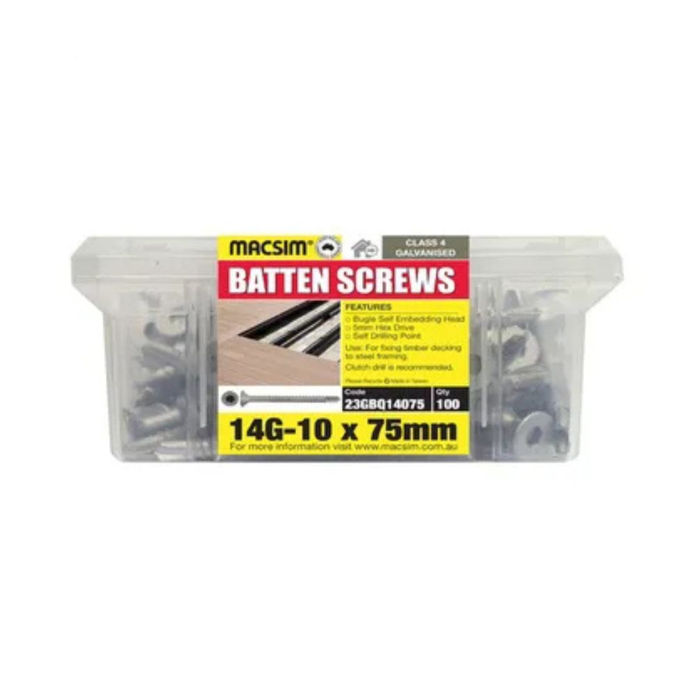 Macsim Galvanised Screws Batten SDS C4 - 14g - 50, 75 & 100mm