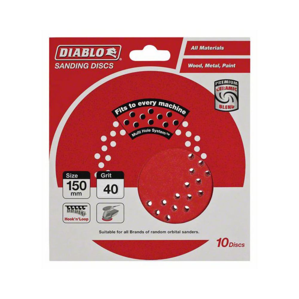 Diablo Random Orbital Sanding Disc - Multihole Hook & Loop, 10 Pack