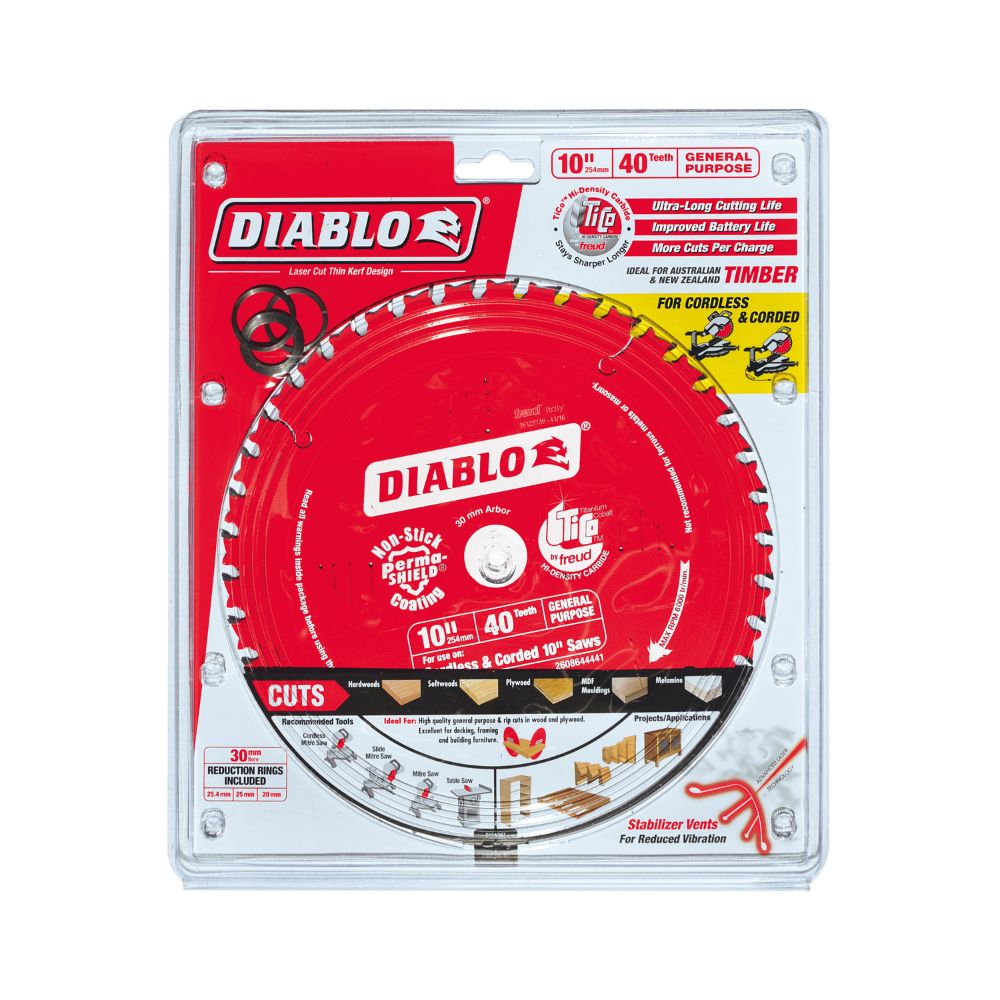 Diablo Circular Saw Blade 10" 254mm 40t General Purpose Cordless