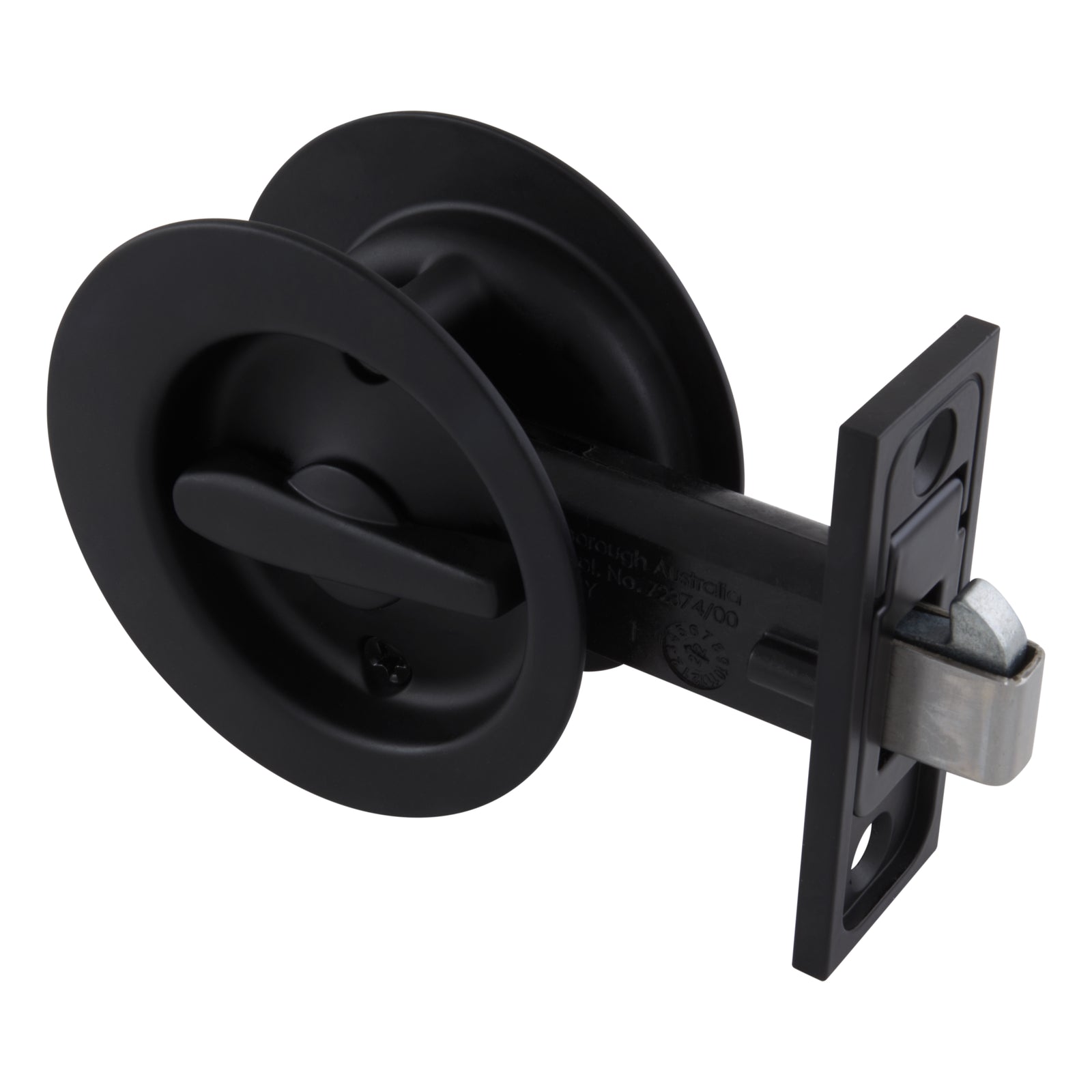 Gainsborough Circular Sliding Cavity Door Privacy Set in Matte Black