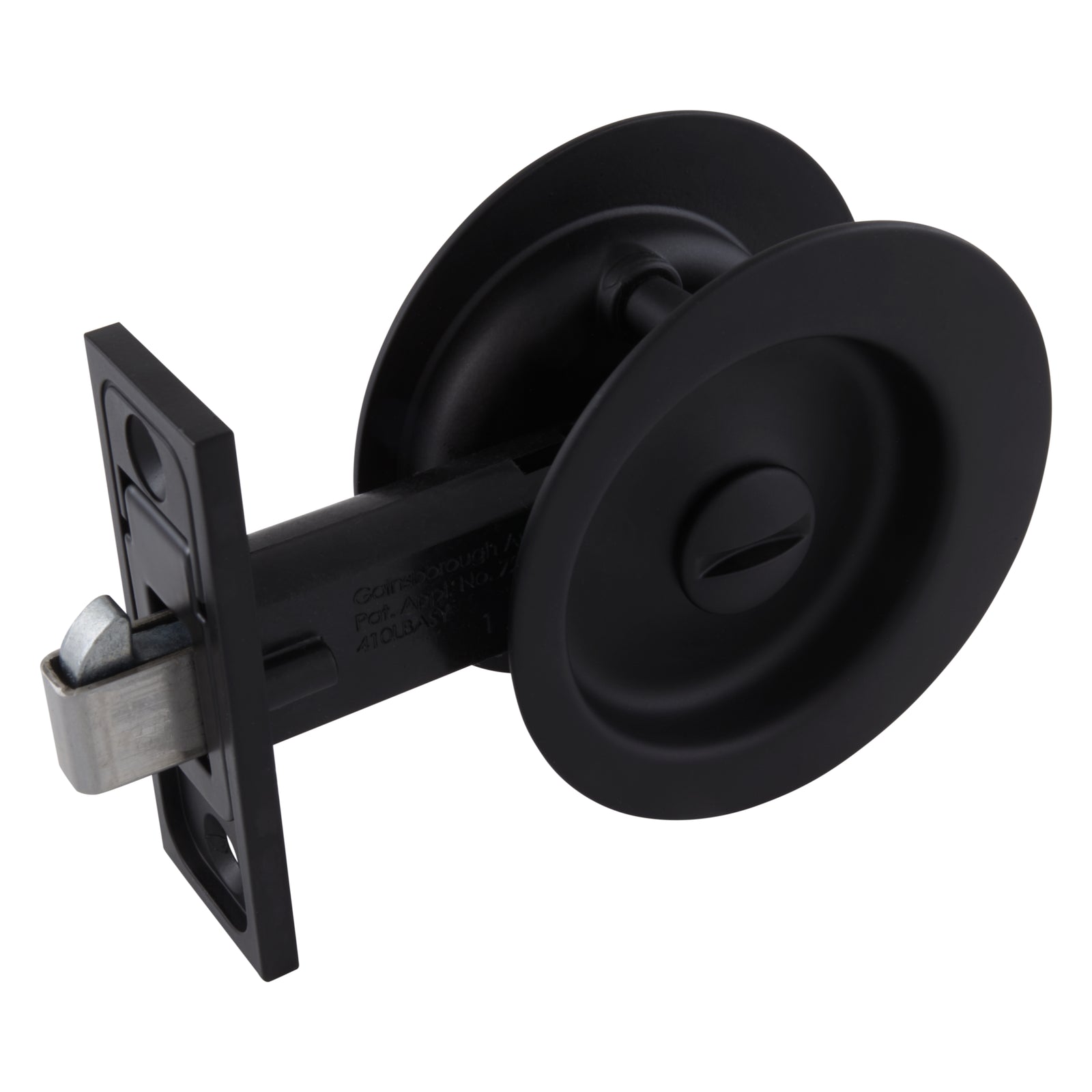Gainsborough Circular Sliding Cavity Door Privacy Set in Matte Black