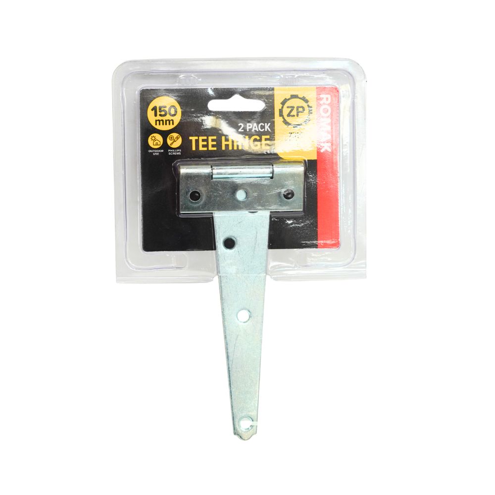 Romak Medium Tee Hinges Zinc Plated Range with Various Sizes and Thicknesses
