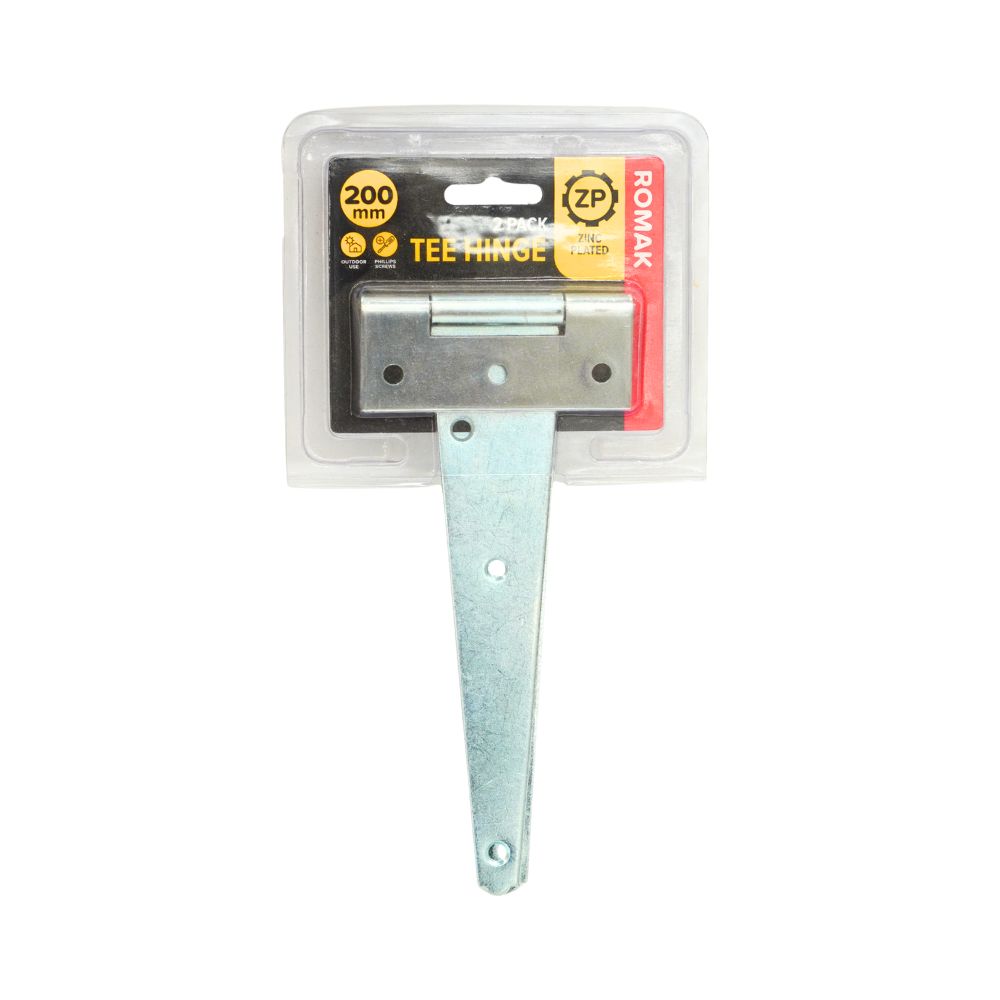 Romak Medium Tee Hinges Zinc Plated Range with Various Sizes and Thicknesses