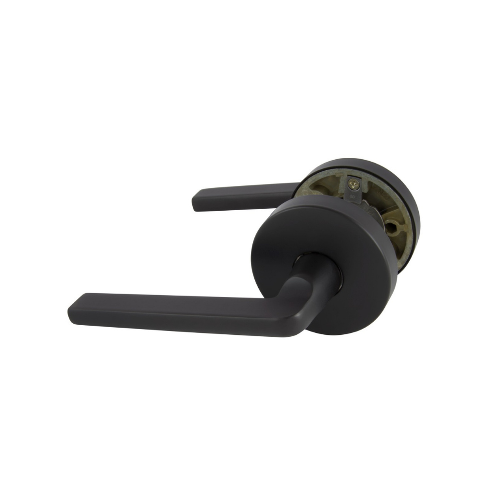 Gainsborough Avant with QuickFix Alba Passage Lever Set in Matte Black With Latch