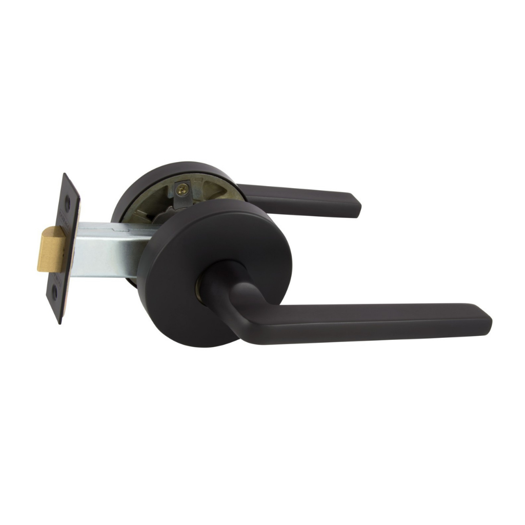 Gainsborough Avant with QuickFix Alba Passage Lever Set in Matte Black With Latch