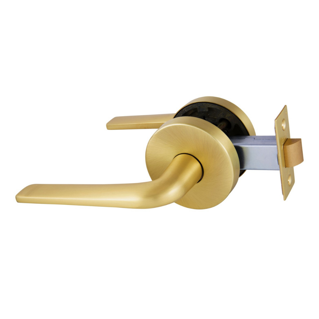 Gainsborough Avant with QuickFix Sierra Passage Lever Set in Satin Brasse With Latch