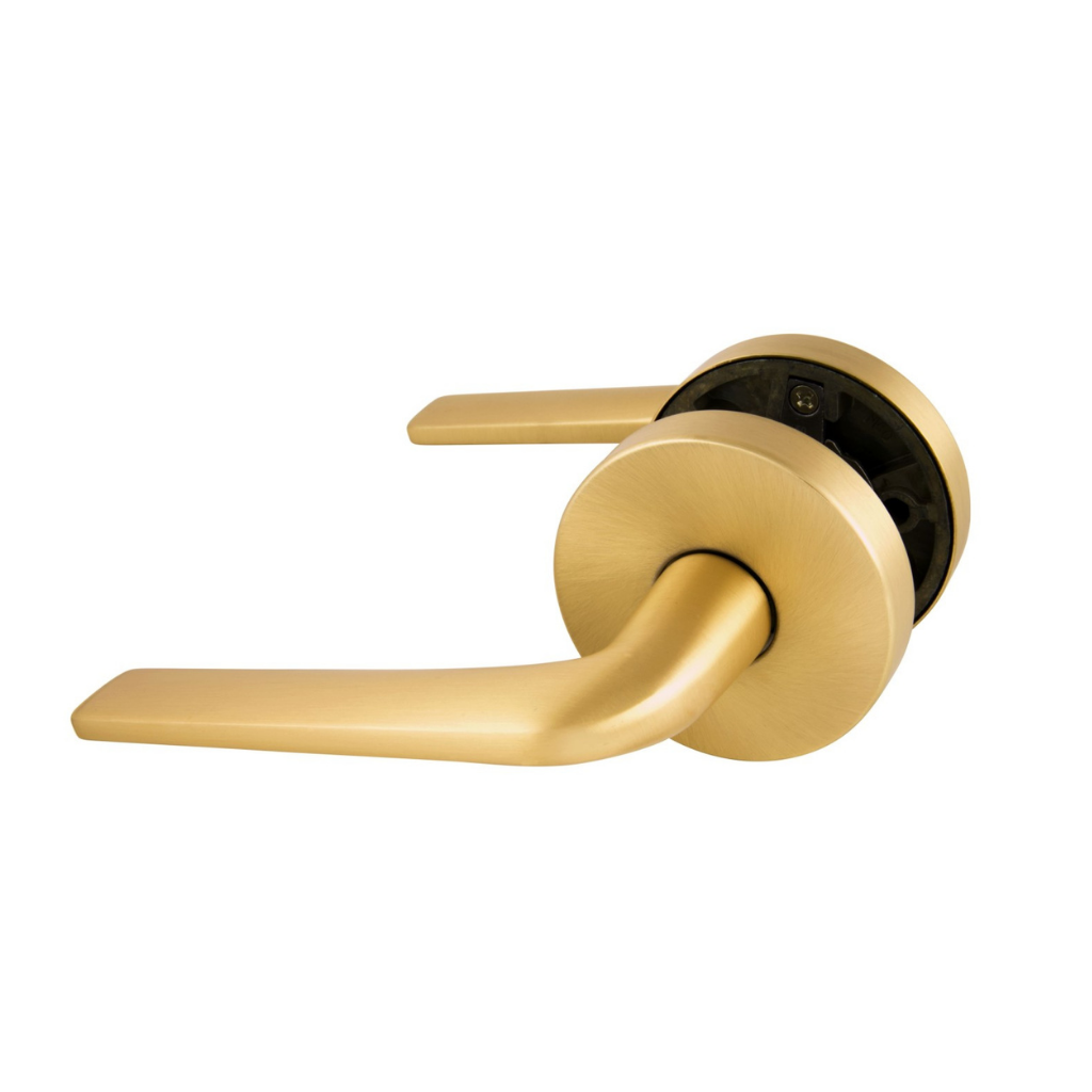 Gainsborough Avant with QuickFix Sierra Passage Lever Set in Satin Brasse With Latch
