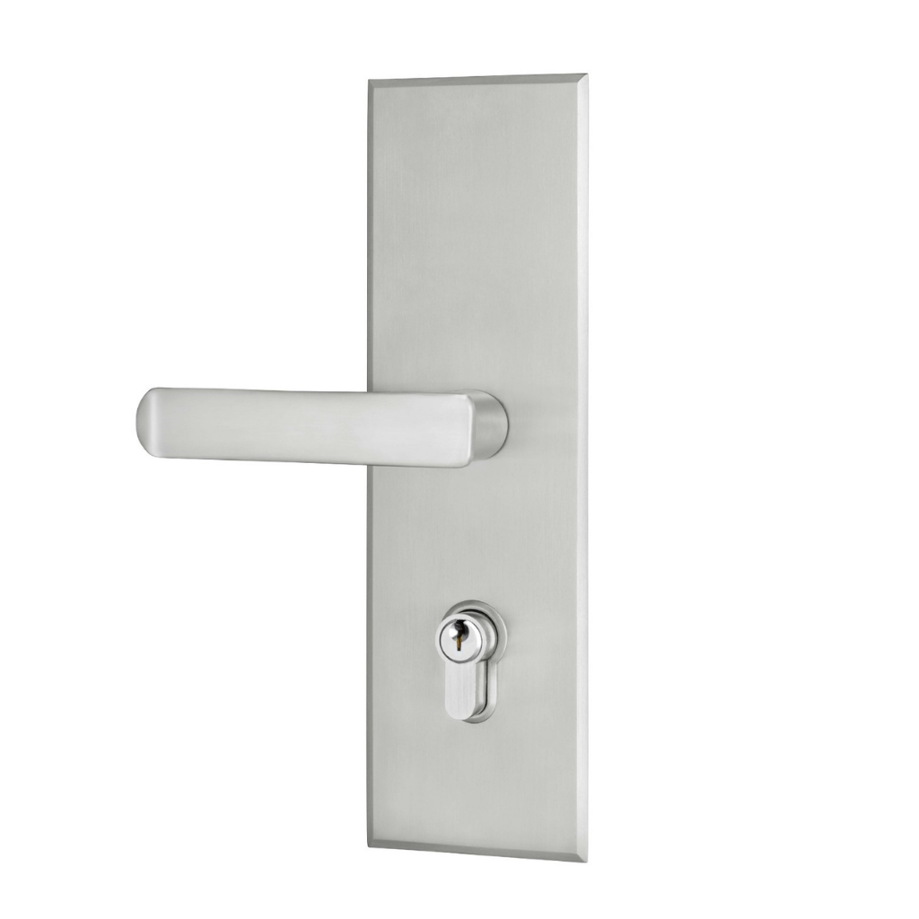Gainsborough Trilock Eclipse Allure Double Cylinder Entrance Lever Set in Stainless Steel