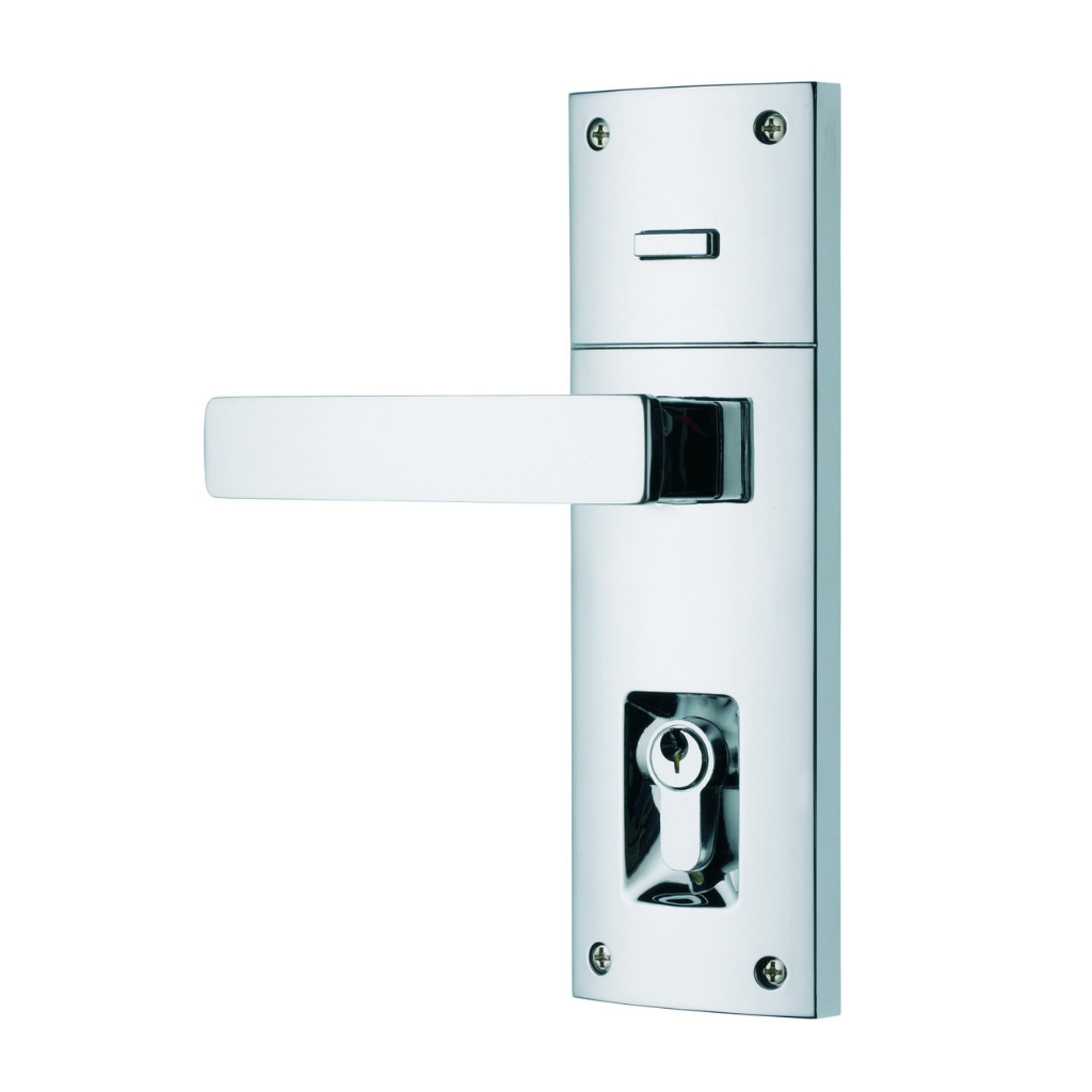 Gainsborough Trilock Contemporary Angular Double Cylinder Entrance Lever Set in Bright Chrome