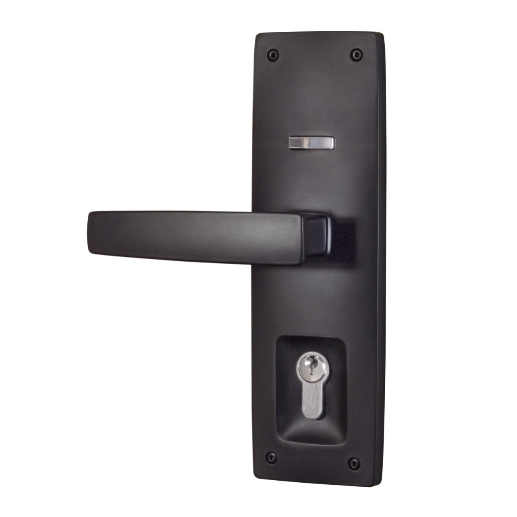 Gainsborough Trilock Urban Aurora Double Cylinder Entrance Lever Set in Matte Black