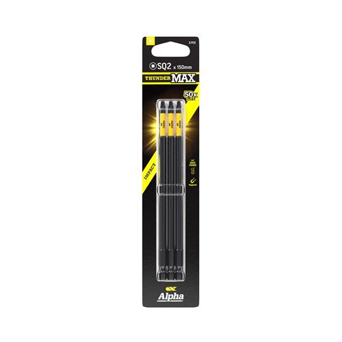 Alpha ThunderMax SQ2 Impact Power Bit Carded 3 Pack - Multiple Lengths