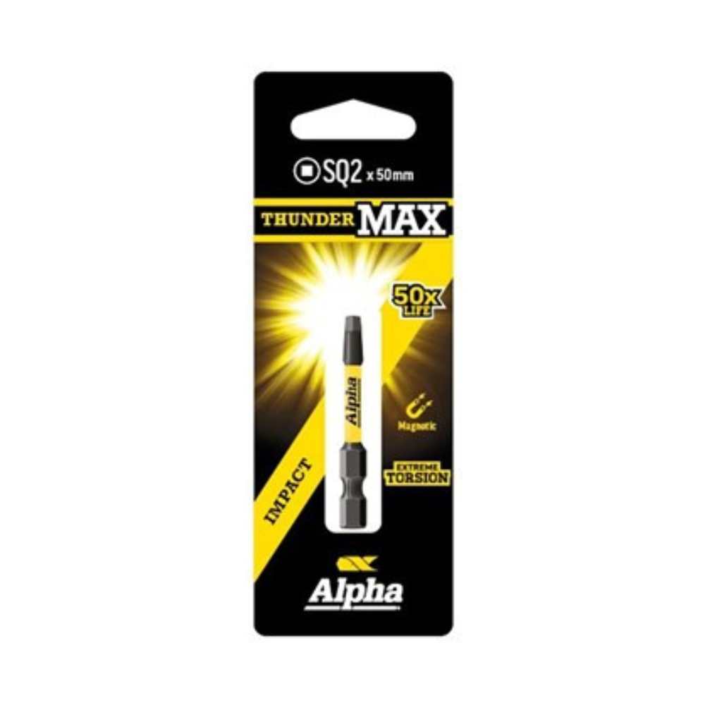 Alpha ThunderMax SQ2 & SQ3 x 50mm Impact Power Bit Carded