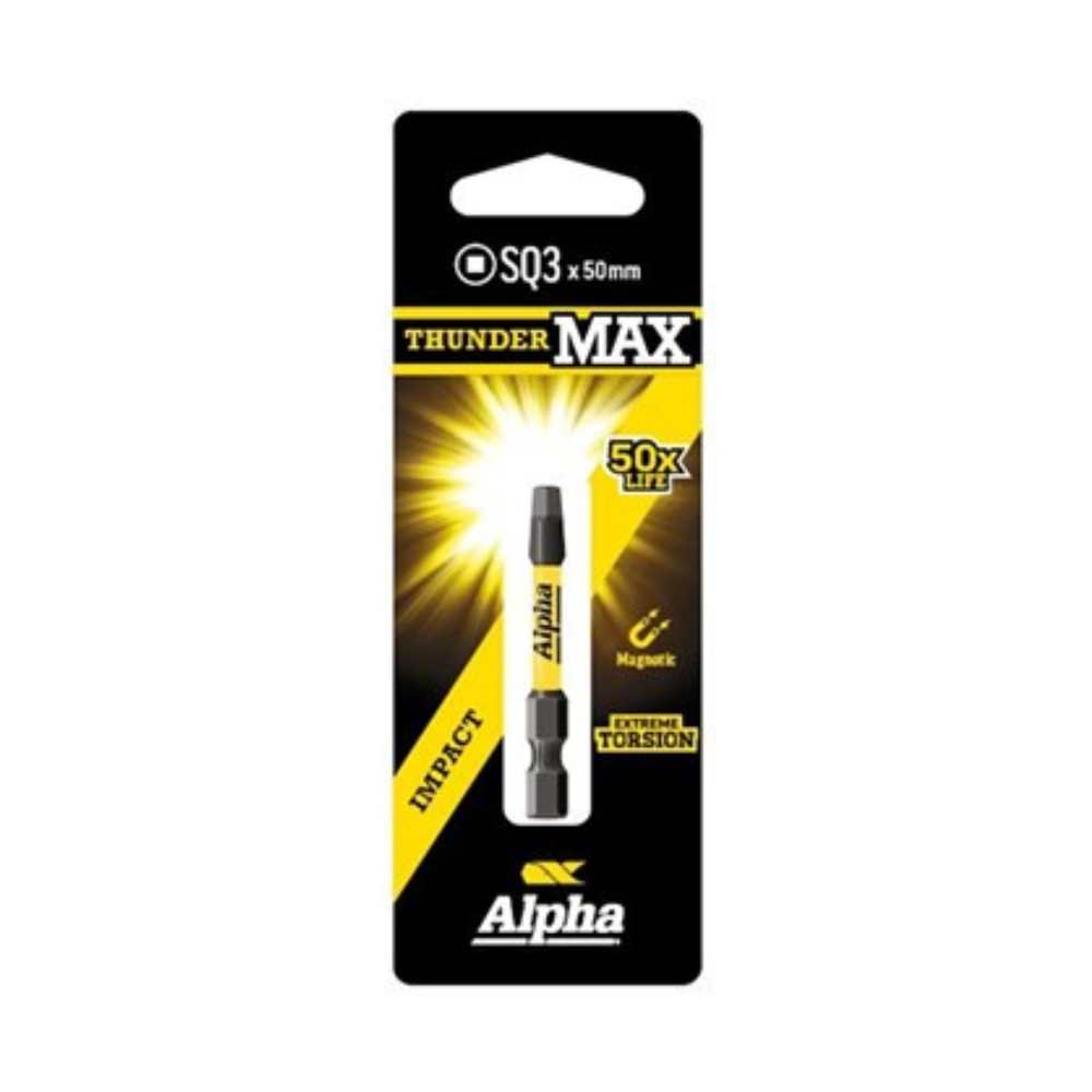 Alpha ThunderMax SQ2 & SQ3 x 50mm Impact Power Bit Carded