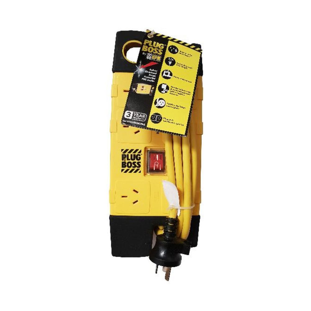 HPM Plug Boss Heavy Duty 6 Outlet 700J Surge Protection Powerboard