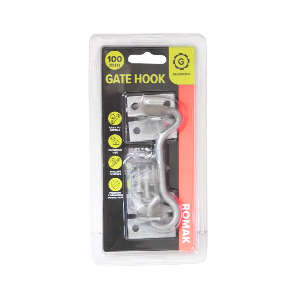 Romak Gate Hook Heavy Duty Galvanised for Secure Gate Fixing and Latching