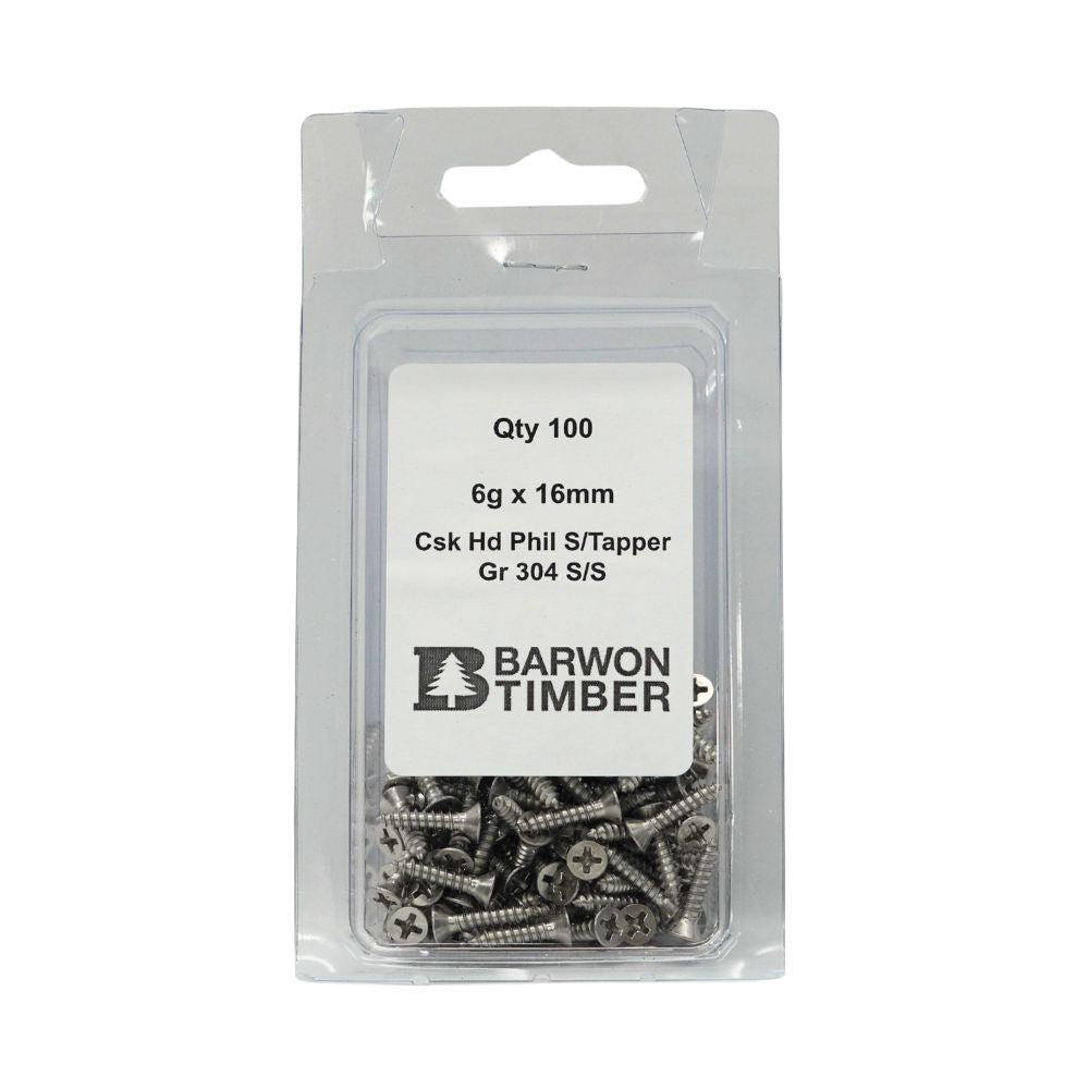 Micro Fasteners Pan Head & Counter Sunk Stainless Steel 6G x 304 Grade (Various Sizes)