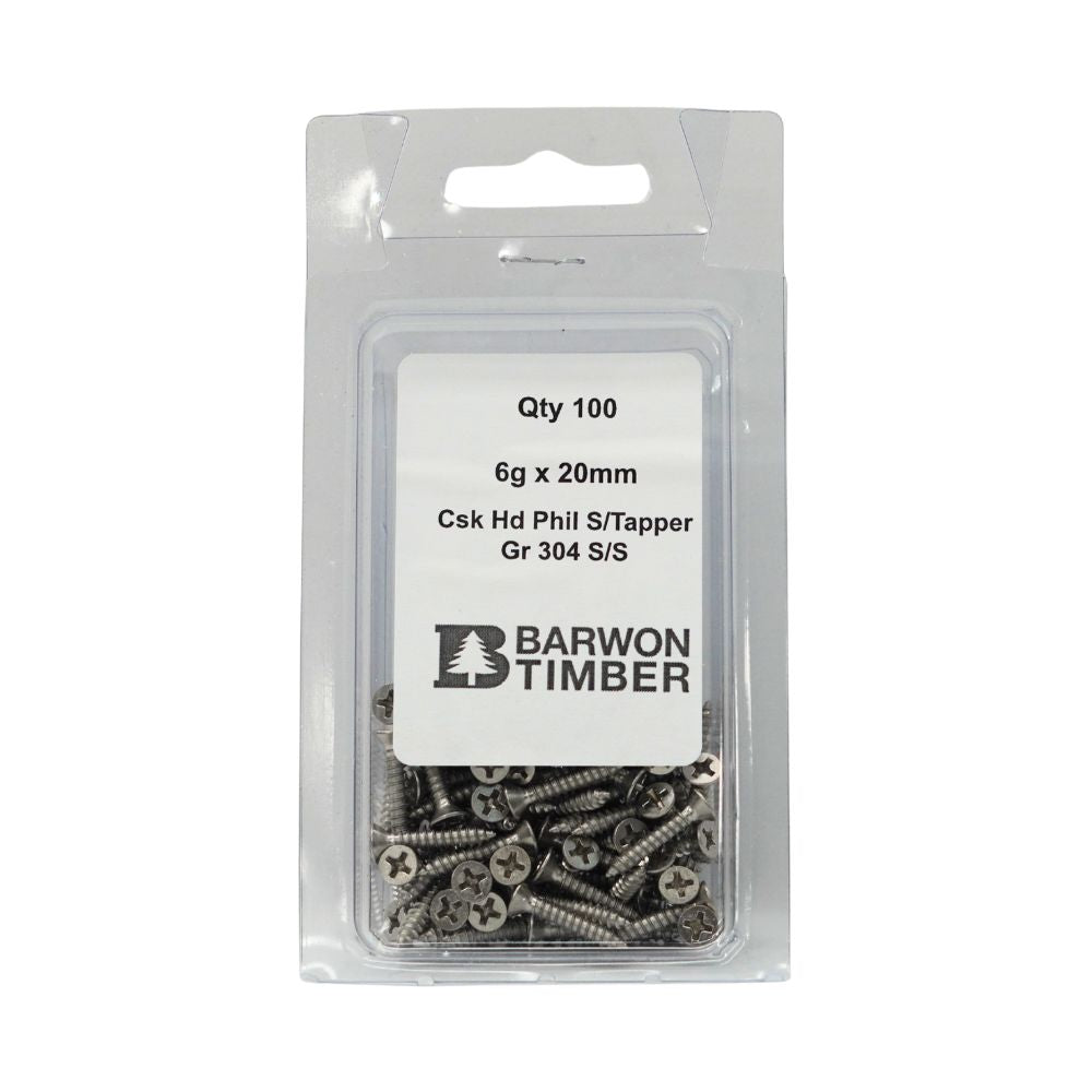 Micro Fasteners Pan Head & Counter Sunk Stainless Steel 6G x 304 Grade (Various Sizes)