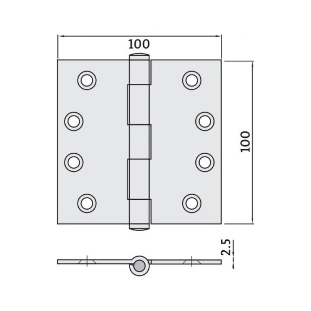 Trio Hinges Butt Stainless Steel Loose Pin 100 x 100 x 2.5mm