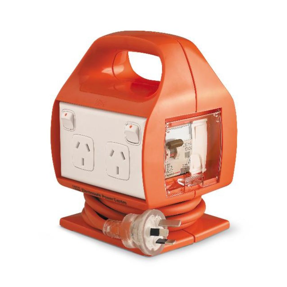 HPM Electrosafe 4 Outlet 10A Portable Powercentre with RCBO Protection Orange