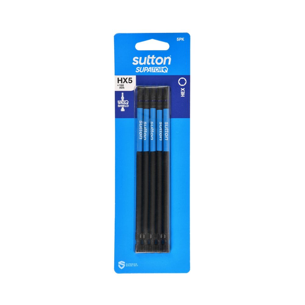 Sutton Screwdriver Bit S206 Supatorq Hex Hx5 150mm 2 Pack & 5 Pack