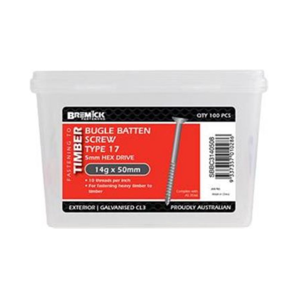 Bremick Screws Batten Galvanised 14g - (Various Sizes)