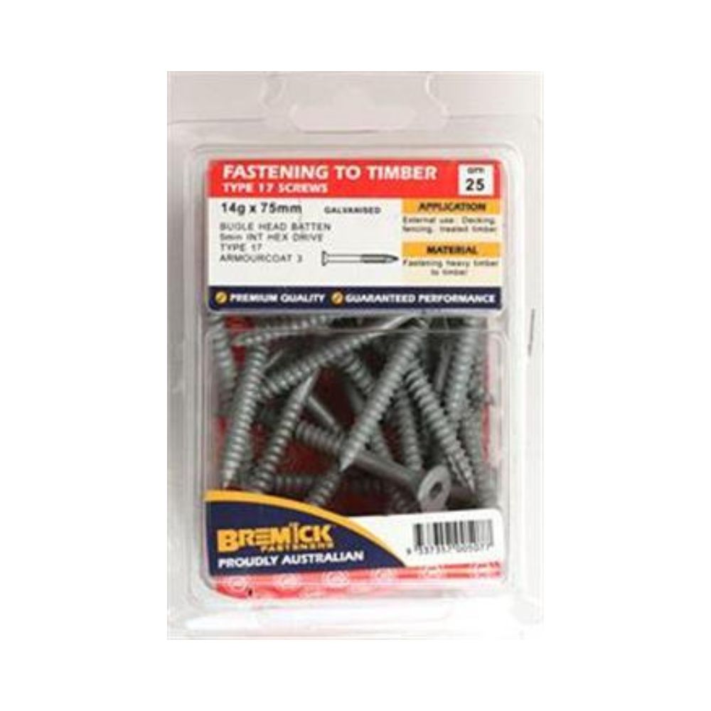 Bremick Screws Batten Galvanised 14g - (Various Sizes)