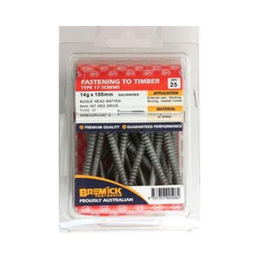 Bremick Screws Batten Galvanised 14g - (Various Sizes)