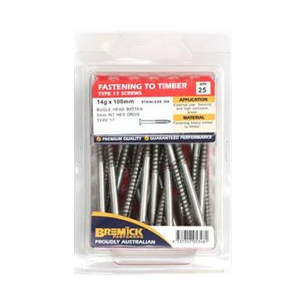 Bremick Screw Bugle Batten Ss304 - 8g & 14g 50, 75, & 100mm - 25 Pack