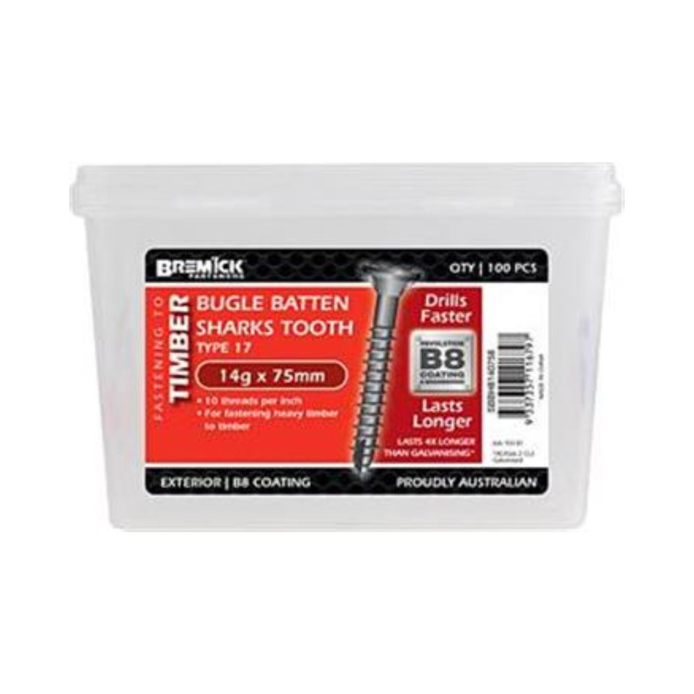 Screw Batten Shark Tooth B8 14g - 75mm Box of 100 & 500