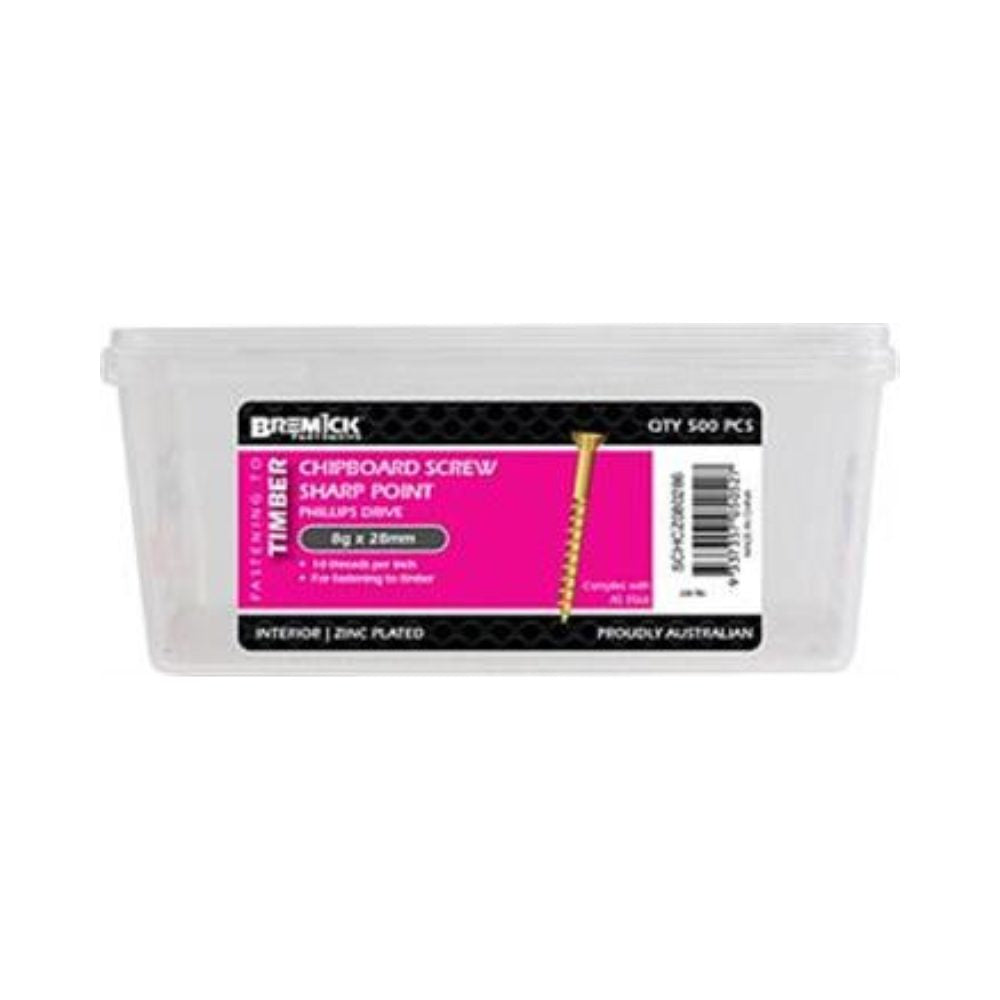 Bremick Screw Chip Board Zinc Plated - (Various Sizes)