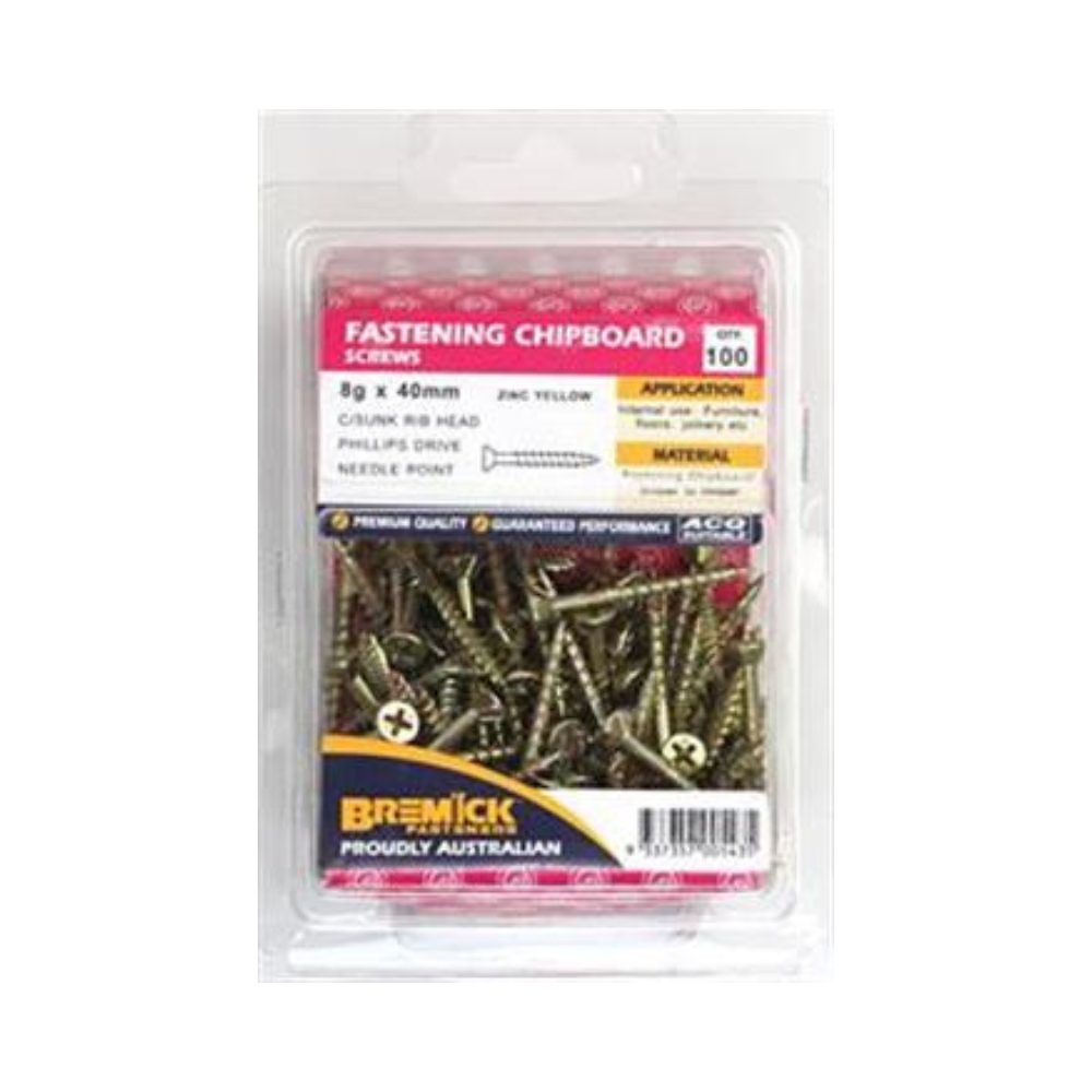 Bremick Screw Chip Board Zinc Plated - (Various Sizes)