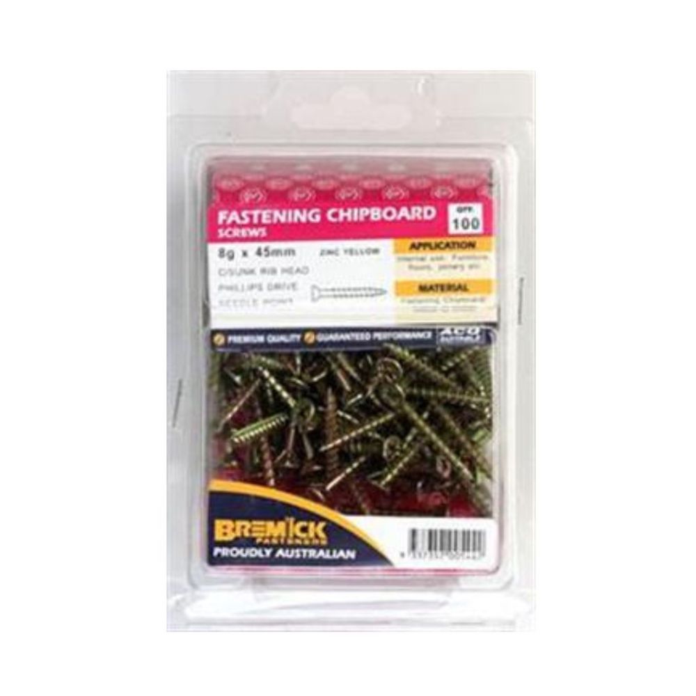 Bremick Screw Chip Board Zinc Plated - (Various Sizes)