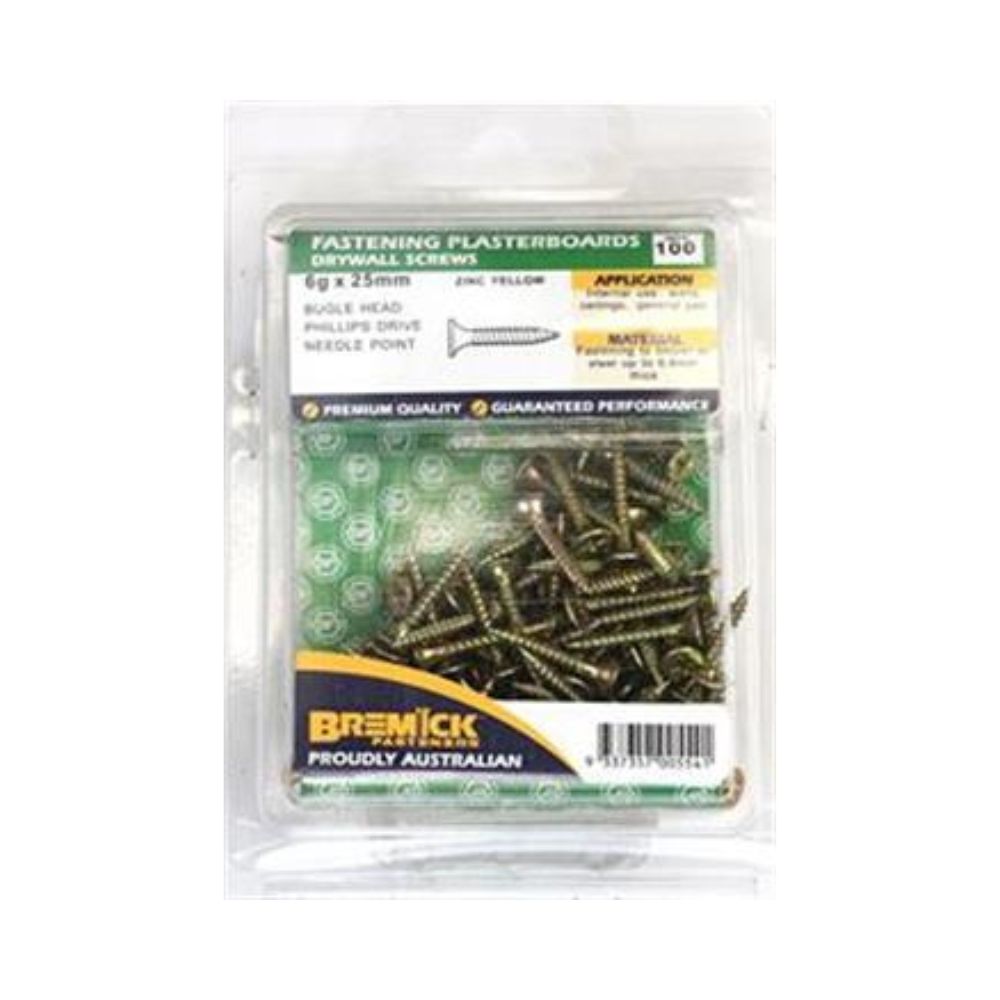 Bremick Screw Plasterboard Needle Point Zinc Plated - Various Sizes