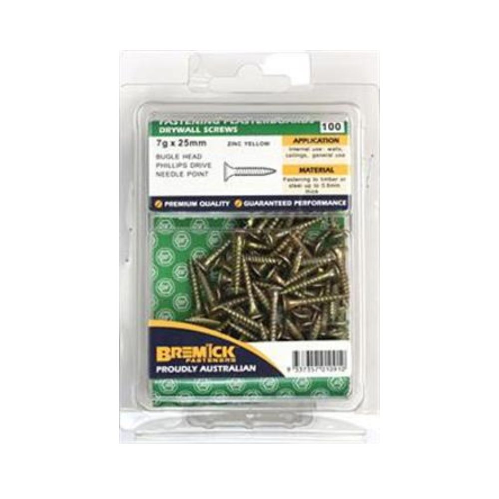 Bremick Screw Plasterboard Needle Point Zinc Plated - Various Sizes