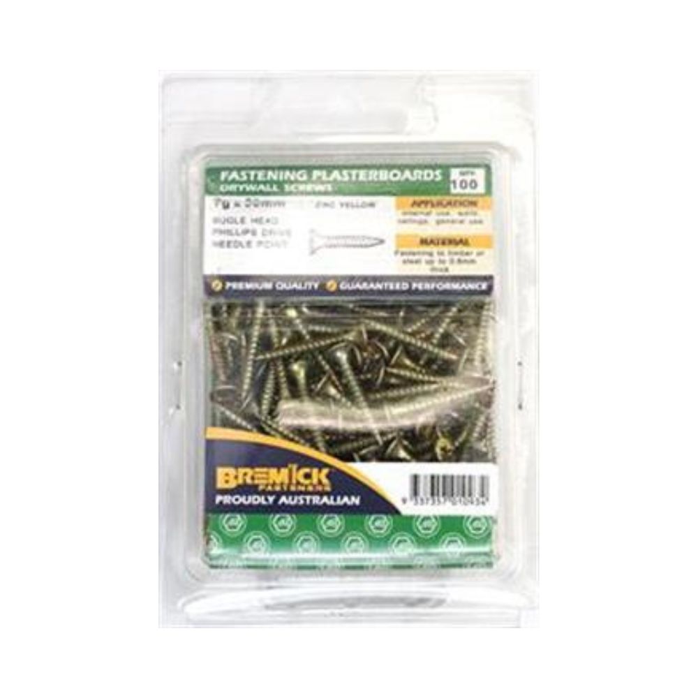 Bremick Screw Plasterboard Needle Point Zinc Plated - Various Sizes