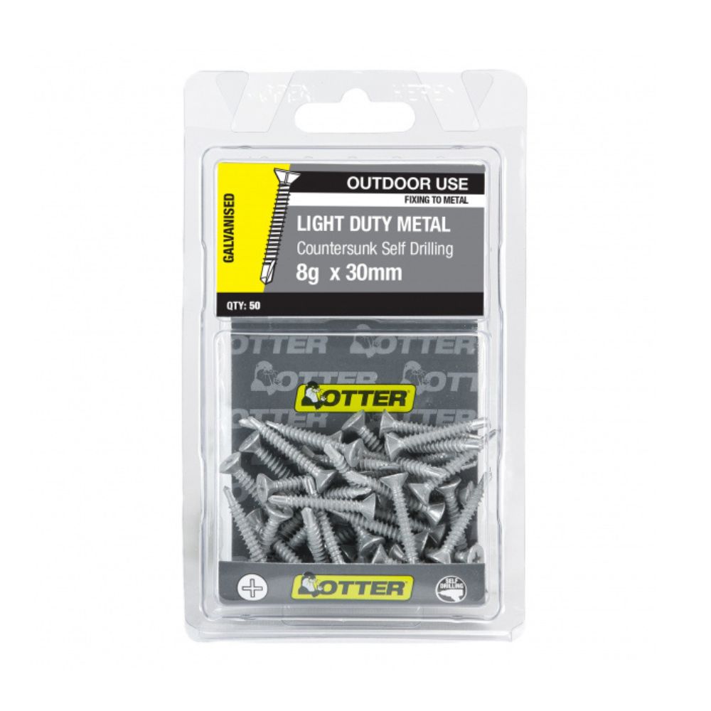 Otter C/sunk Timber Screws SDS, Galv - 8g x 30 & 35mm - 50 & 250 Pack