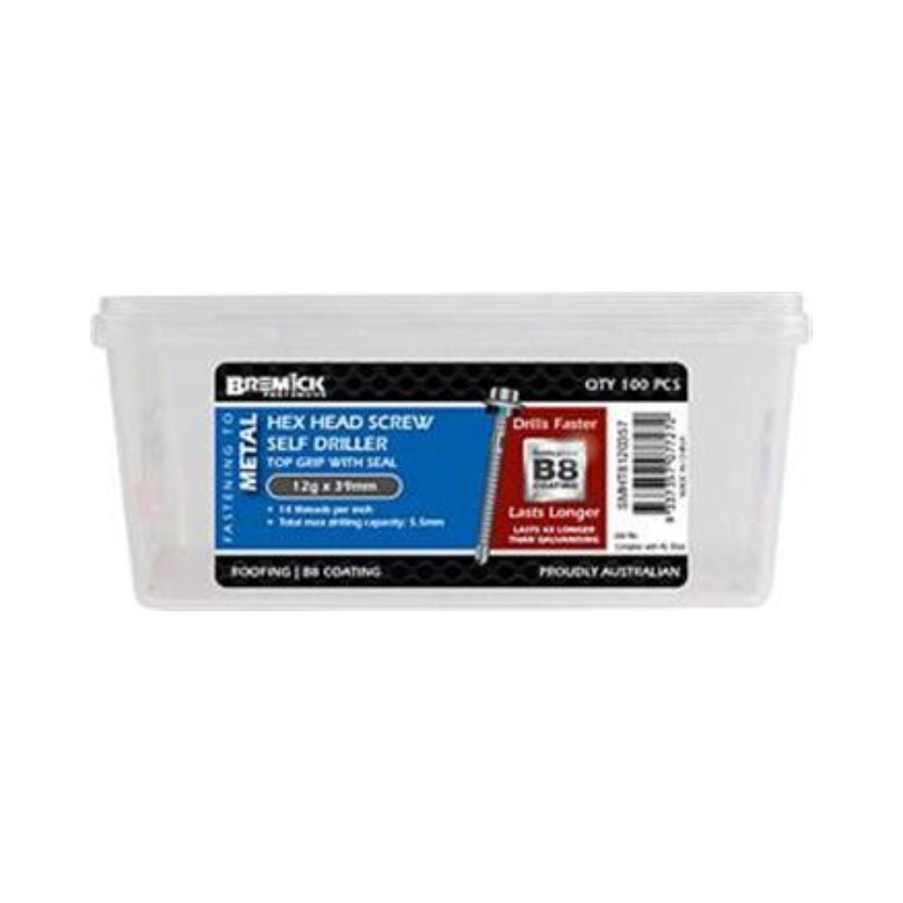 Bremick Screws Hex Metal Top Grip B8+Seal - 12g 39mm to 68mm