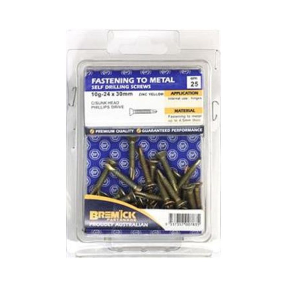 Bremick Screw Countersunk Metal Zinc Plated - 8g & 10g - 25, 30, 40, 50 &65mm