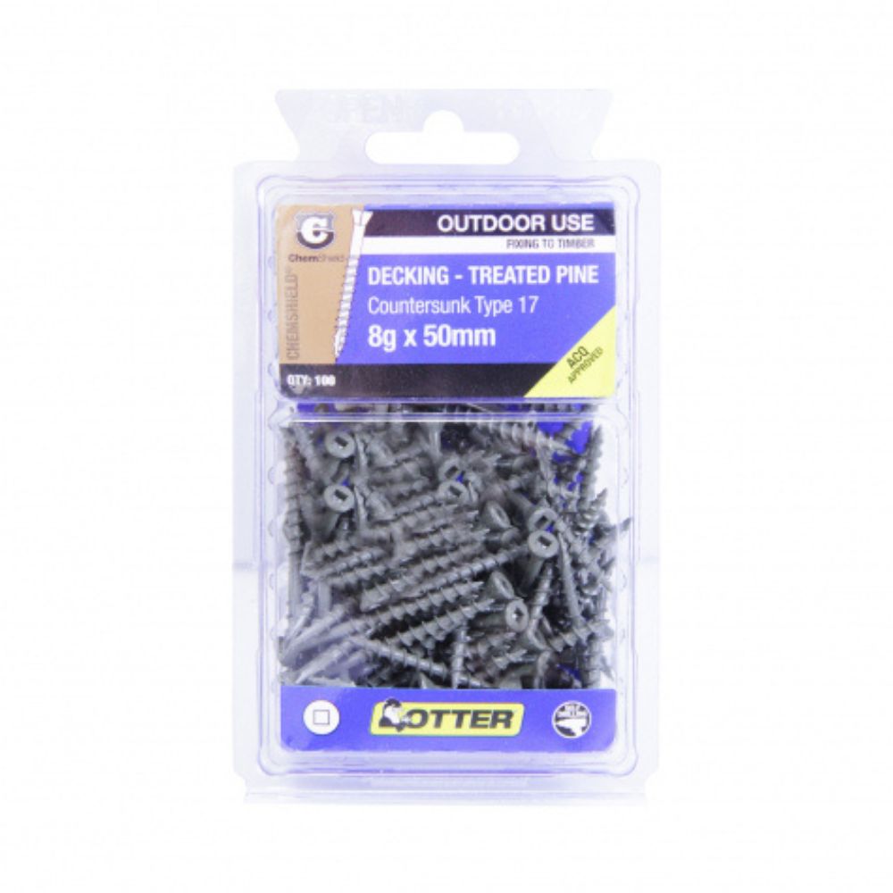 Otter Decking Screws Type 17 Point - Treated Pine, Chemshield 8g X 45mm