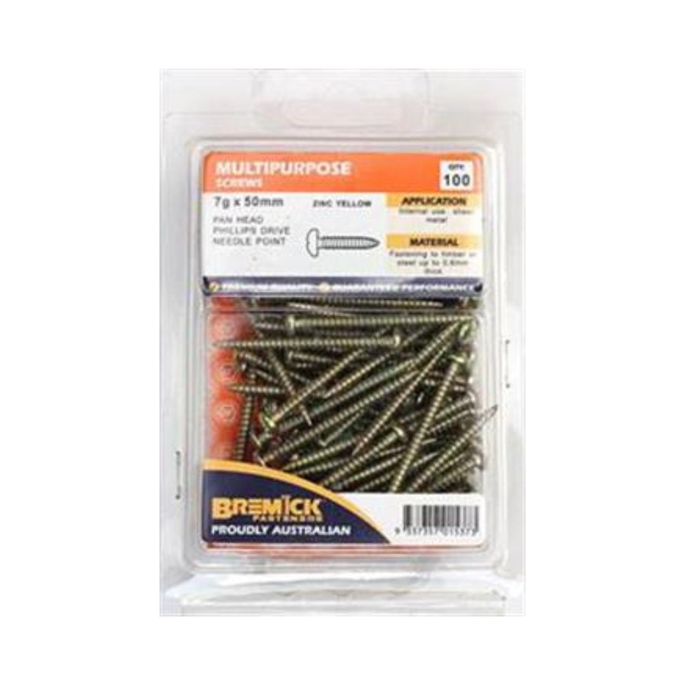 Screw Pan Head Needle Point Zinc Plated 7g - 30mm & 50mm x 100 Pack