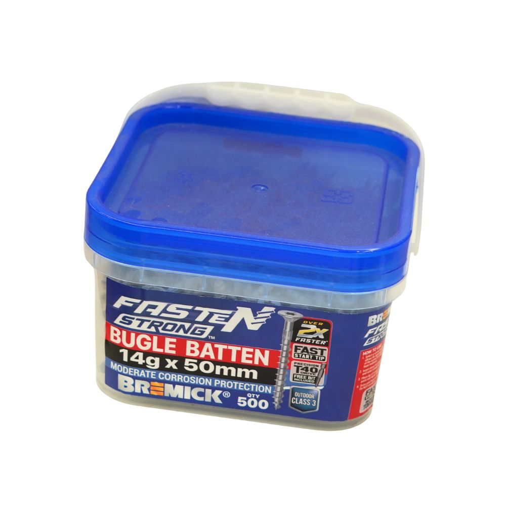 Bremick Bugle Batten Fasten Strong 14g CL3 T40 Drive Screws - Various Sizes and Packs