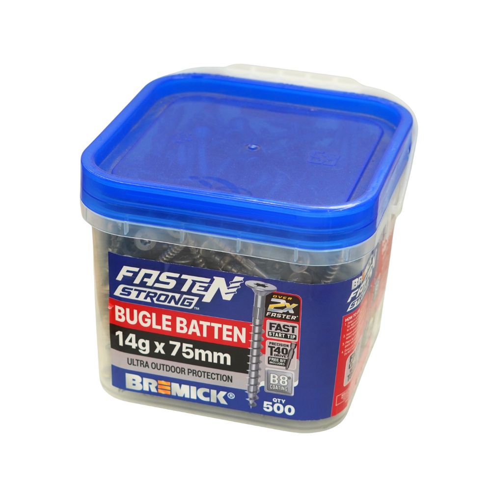 Bremick Bugle Batten Fasten Strong 14g CL3 T40 Drive Screws - Various Sizes and Packs