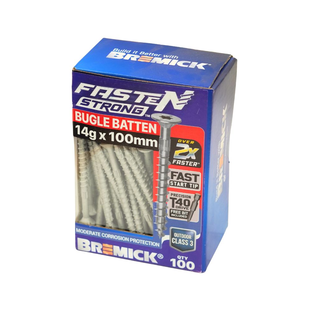 Bremick Bugle Batten Fasten Strong 14g CL3 T40 Drive Screws - Various Sizes and Packs