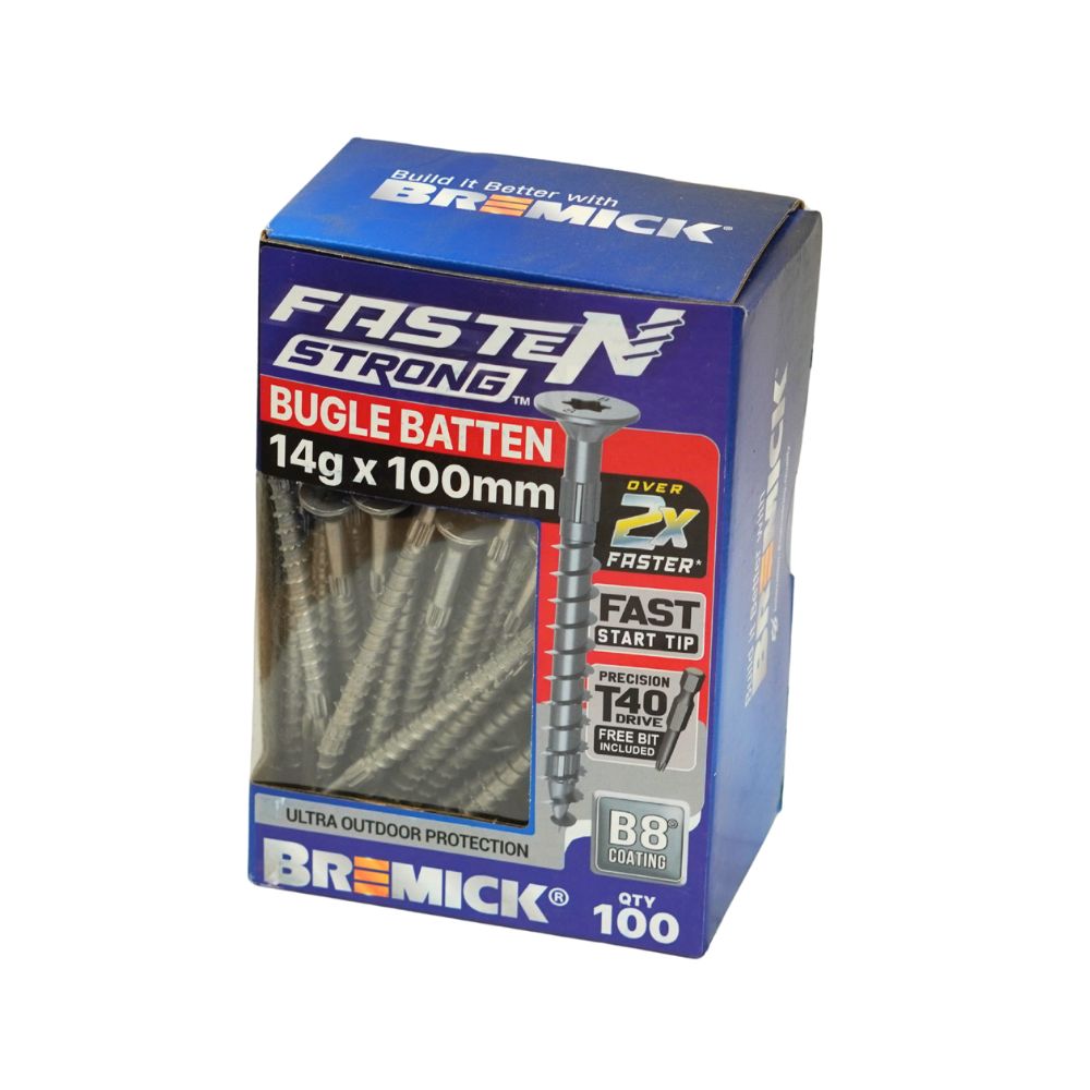 Bremick Bugle Batten Fasten Strong 14g CL3 T40 Drive Screws - Various Sizes and Packs