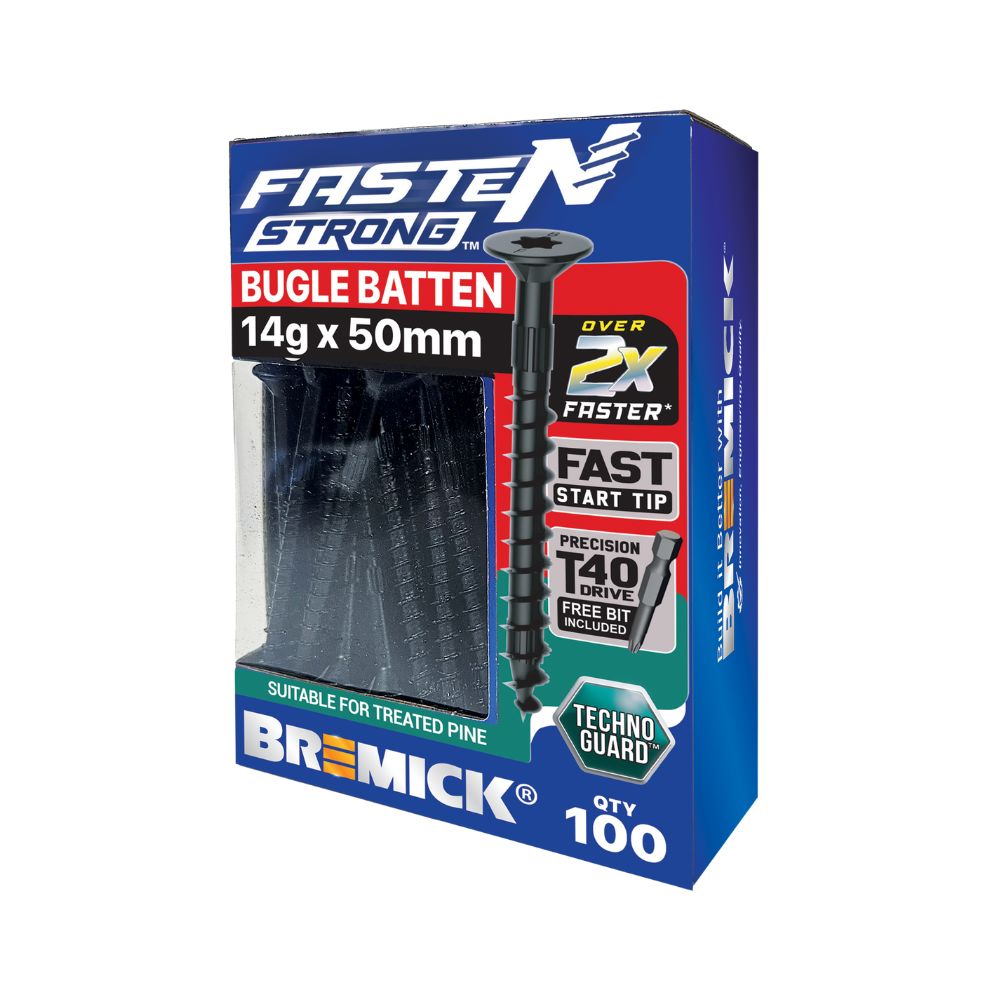 Bremick Bugle Batten Fasten Strong Black 14g T40 Drive Screws Pack and Box Options