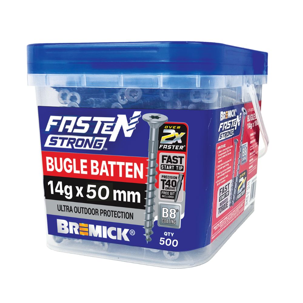 Bremick Bugle Batten Fasten Strong 14g B8 T40 Drive Screws with Pack and Box Options