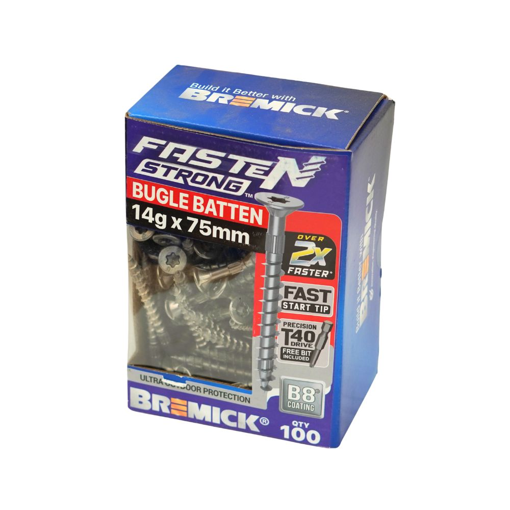 Bremick Bugle Batten Fasten Strong 14g B8 T40 Drive Screws with Pack and Box Options