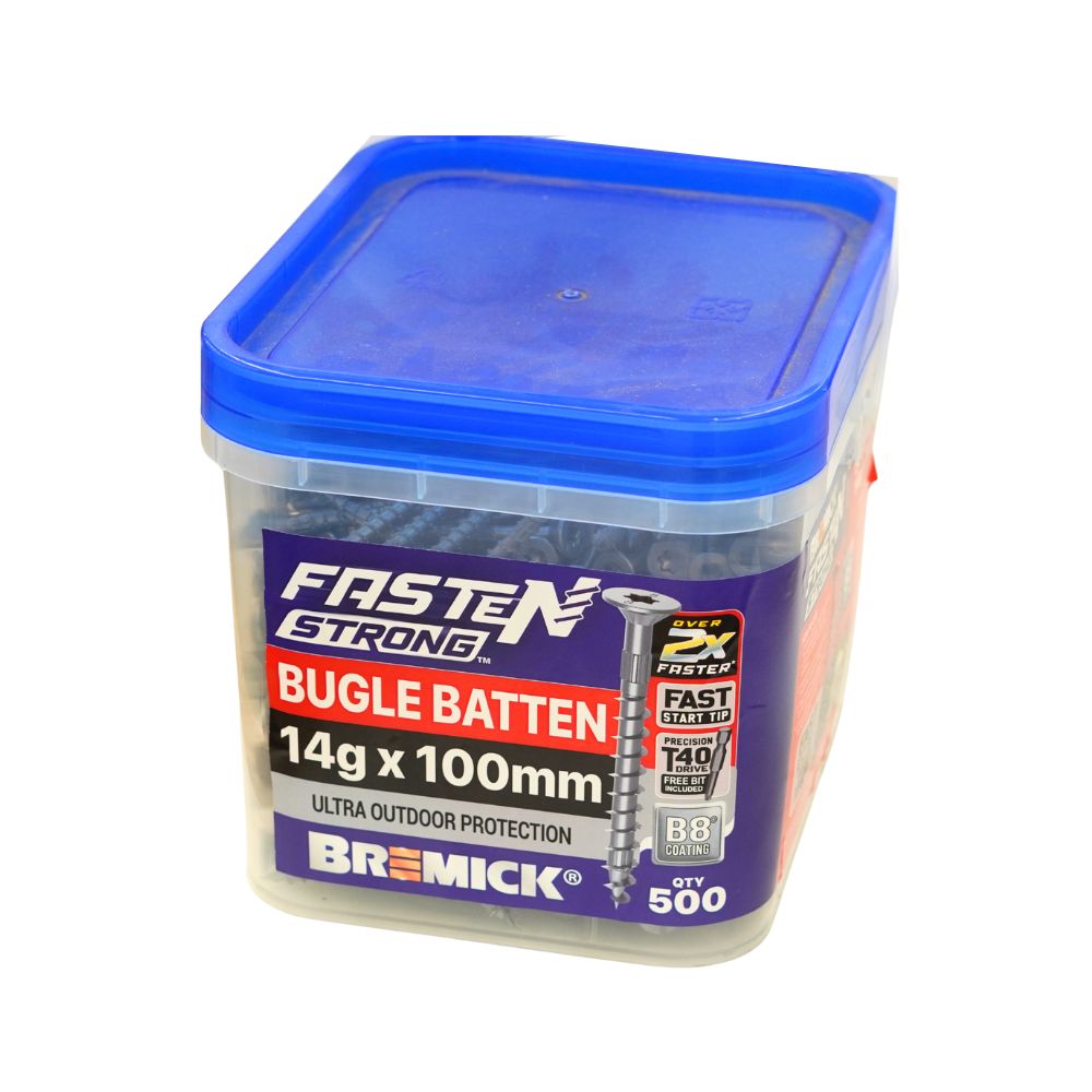 Bremick Bugle Batten Fasten Strong 14g B8 T40 Drive Screws with Pack and Box Options